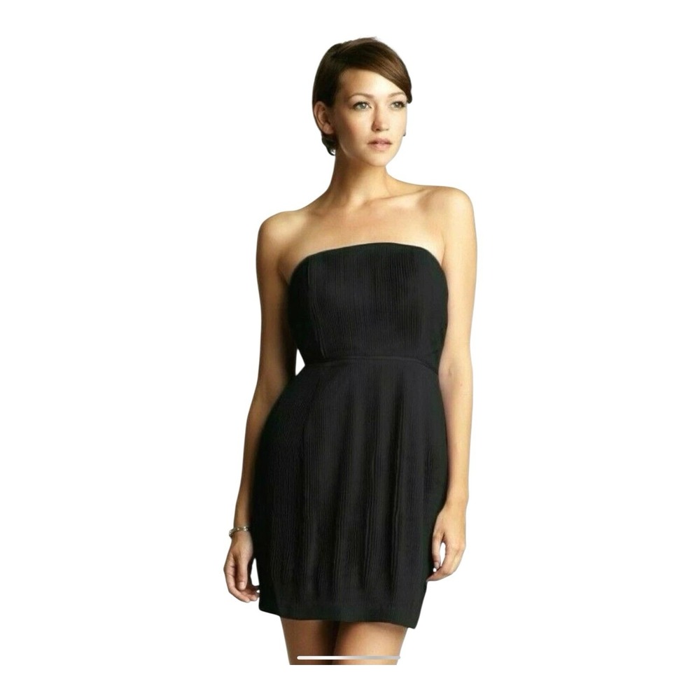 ADAM By Adam Lippes Black Silk Strapless‎ Plisse Pleats Cocktail Dress Size 4